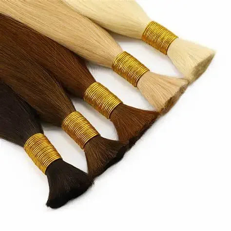Hair Extensions Brazilian Hair Bulk Wholesale Single Weft Human Hair Blend for Braiding Pre Stretch Bulk Deep Wave