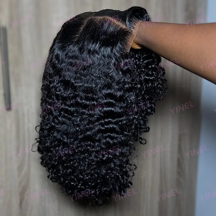 8 Inch Frontal Glueless Wigs Human Hair Pre Plucked Wear and Go Vietnam Hair Luxury Wigs Deep Curly Burmese Pre Cut Lace