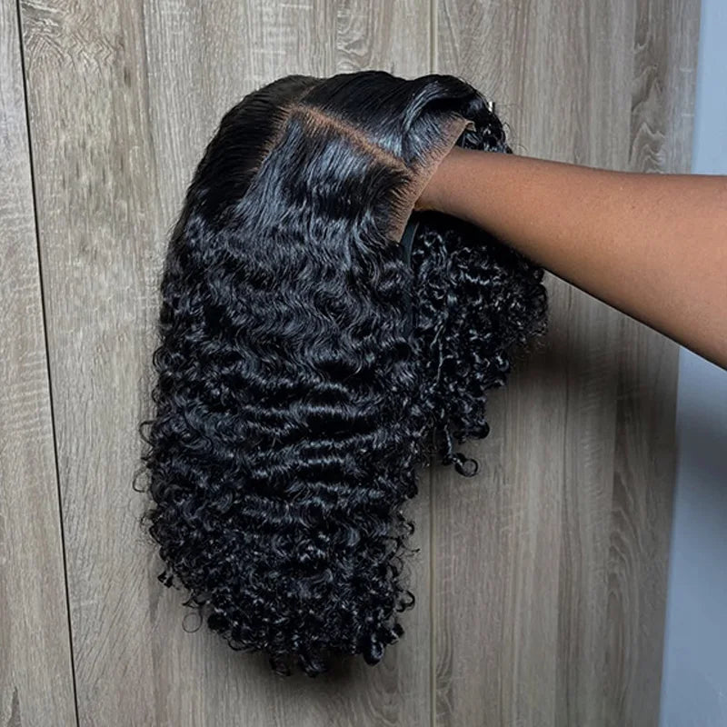 8 Inch Frontal Glueless Wigs Human Hair Pre Plucked Wear and Go Vietnam Hair Luxury Wigs Deep Curly Burmese Pre Cut Lace