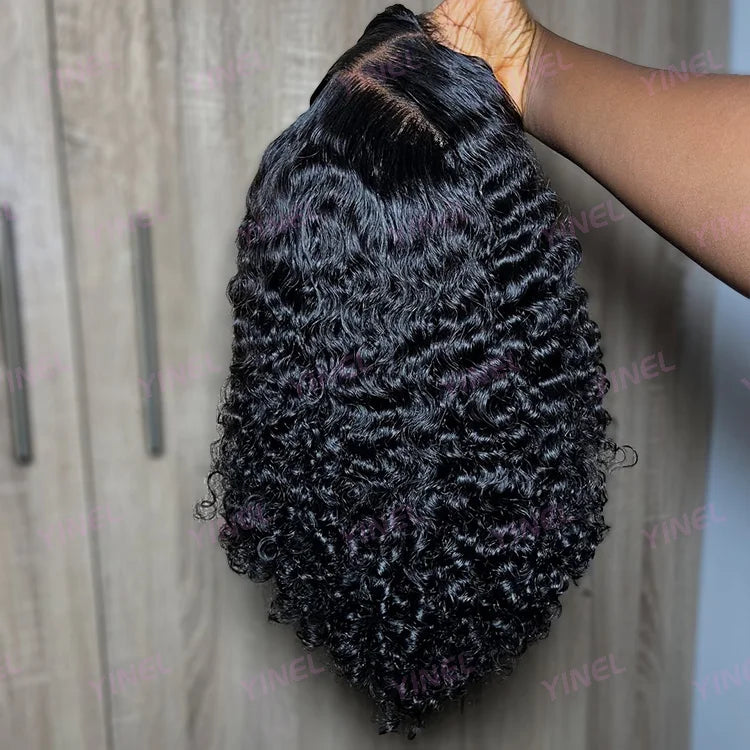 8 Inch Frontal Glueless Wigs Human Hair Pre Plucked Wear and Go Vietnam Hair Luxury Wigs Deep Curly Burmese Pre Cut Lace