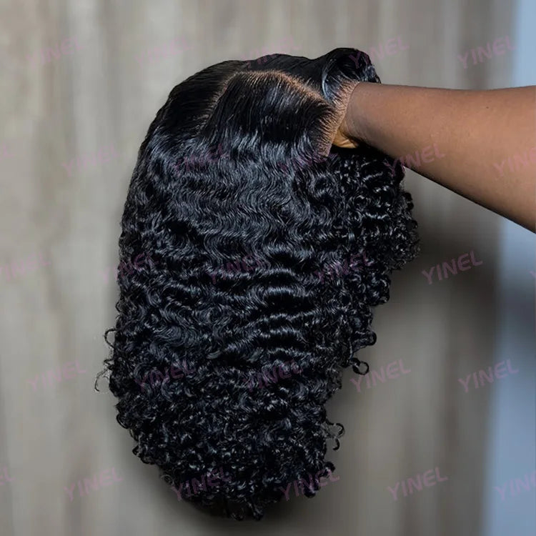 8 Inch Frontal Glueless Wigs Human Hair Pre Plucked Wear and Go Vietnam Hair Luxury Wigs Deep Curly Burmese Pre Cut Lace