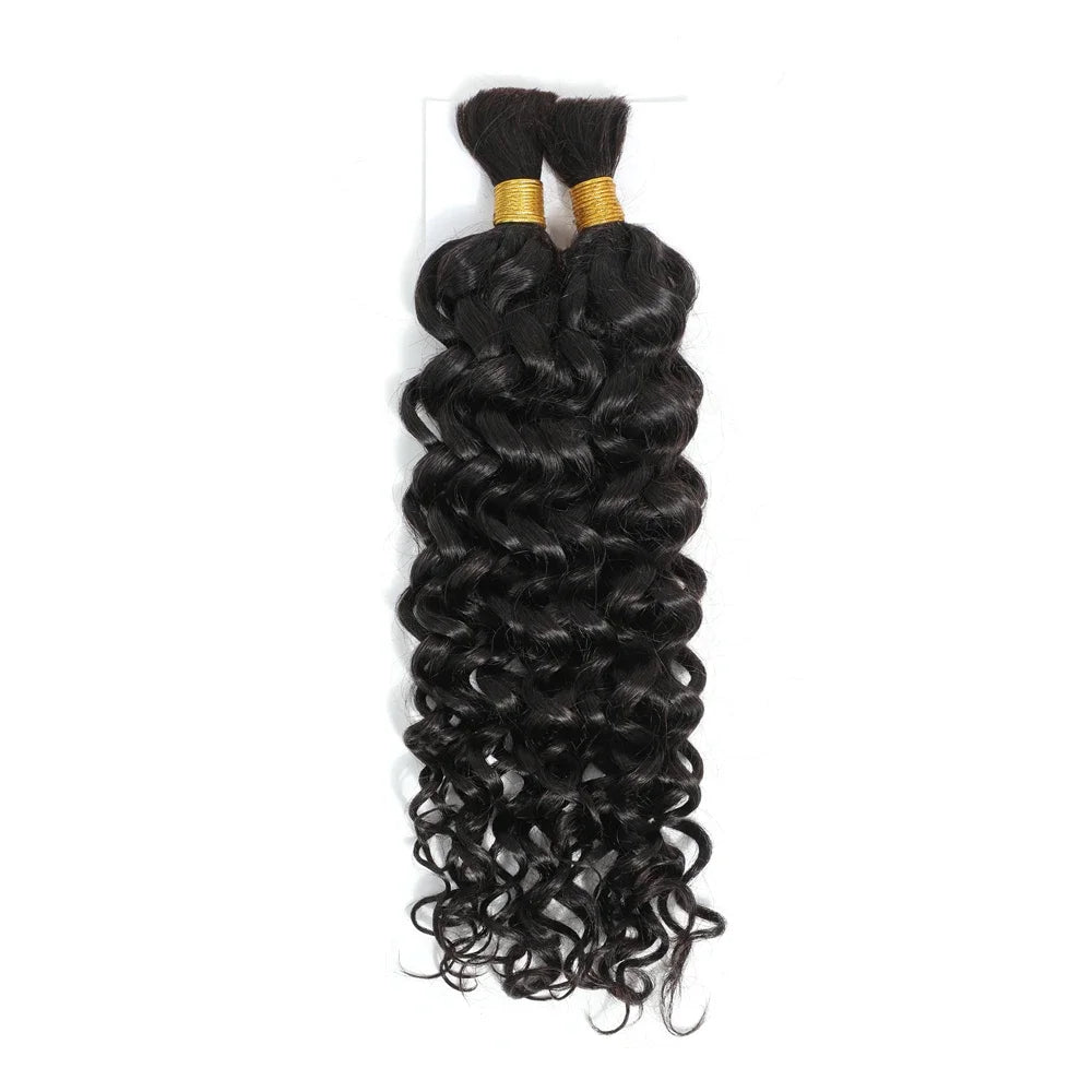 Hair Extensions Brazilian Hair Bulk Wholesale Single Weft Human Hair Blend for Braiding Pre Stretch Bulk Deep Wave